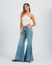 BLUSA AJUSTADA CUELLO HALTER PRATI