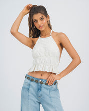 BLUSA AJUSTADA CUELLO HALTER PASCALE