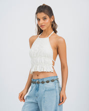 BLUSA AJUSTADA CUELLO HALTER PASCALE