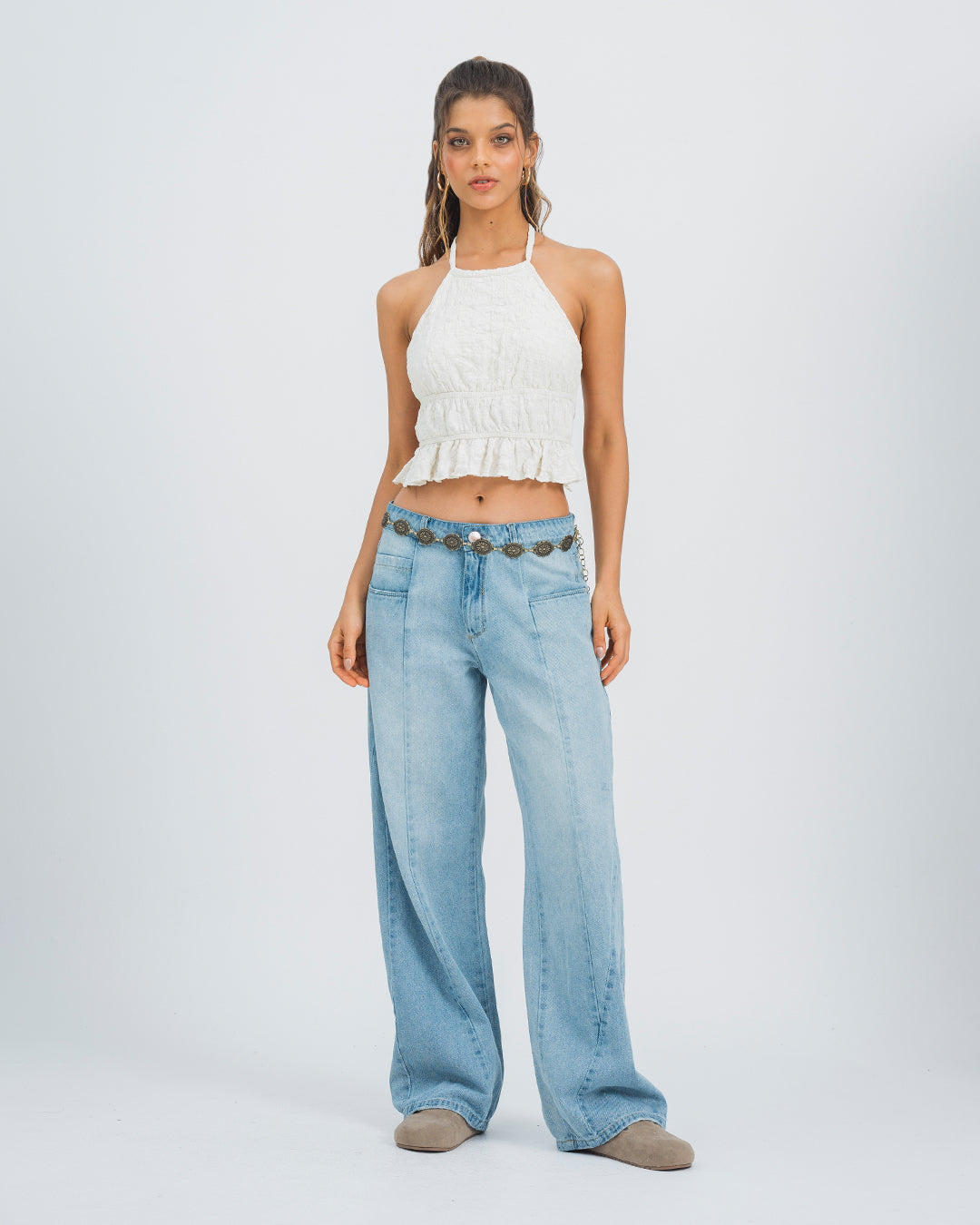 BLUSA AJUSTADA CUELLO HALTER PASCALE