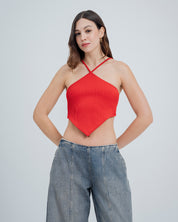 BLUSA AJUSTADA CUELLO HALTER SOLI