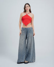 BLUSA AJUSTADA CUELLO HALTER SOLI