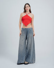 BLUSA AJUSTADA CUELLO HALTER SOLI