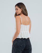 BLUSA SEMI AMPLIA TIRAS MAVE