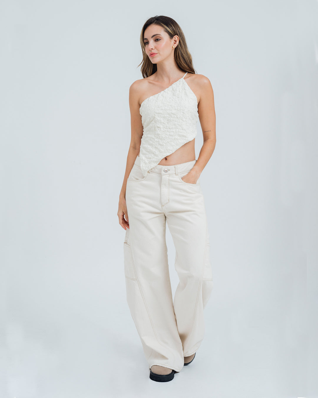 BLUSA AJUSTADA DE UN HOMBRO ALUNA