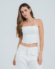 BLUSA AJUSTADA STRAPLESS FLOWER