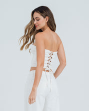 BLUSA AJUSTADA STRAPLESS FLOWER