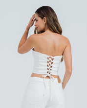 BLUSA AJUSTADA STRAPLESS FLOWER