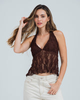 BLUSA SEMI AMPLIA CUELLO HALTER RAW