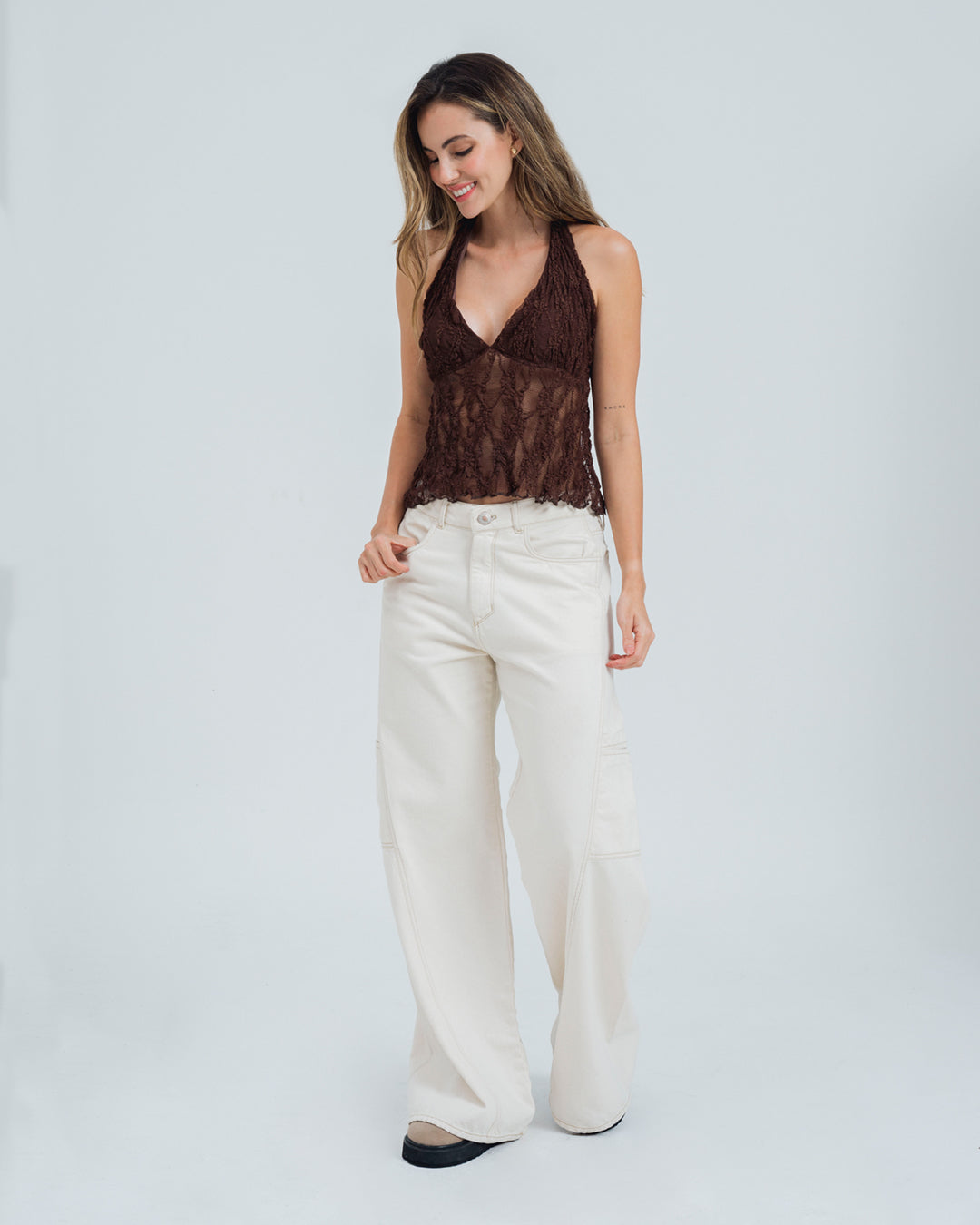 BLUSA SEMI AMPLIA CUELLO HALTER RAW