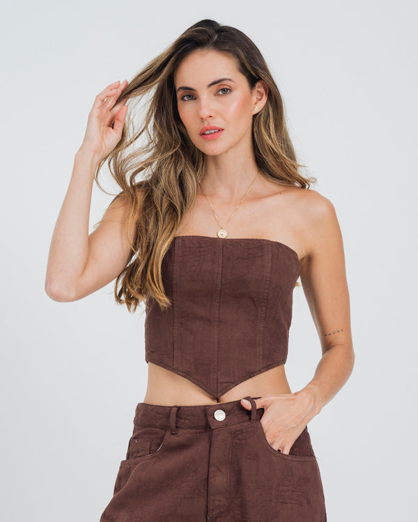 BLUSA AJUSTADA STRAPLESS ATLAN