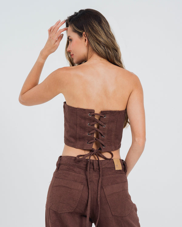 BLUSA AJUSTADA STRAPLESS ATLAN