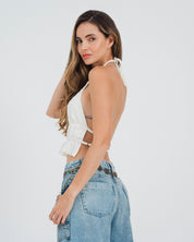 BLUSA AJUSTADA CUELLO HALTER RUCHED