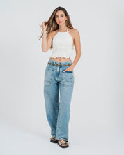 BLUSA AJUSTADA CUELLO HALTER RUCHED