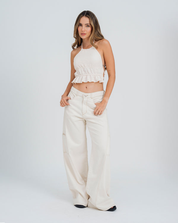 BLUSA AJUSTADA CUELLO HALTER RUCHED