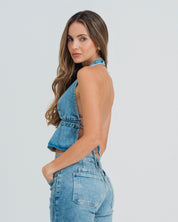 BLUSA SEMI AJUSTADA CUELLO HALTER ANA