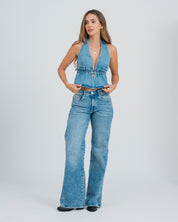 BLUSA SEMI AJUSTADA CUELLO HALTER ANA