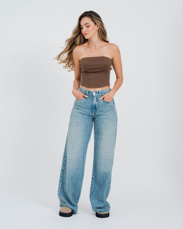 BLUSA AJUSTADA STRAPLESS TRAINI