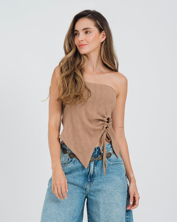 BLUSA AJUSTADA STRAPLESS PECOS