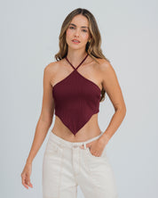 BLUSA AJUSTADA CUELLO HALTER BORUSIA