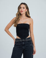 BLUSA AJUSTADA STRAPLESS PERSEO