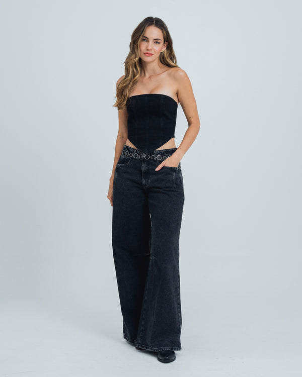 BLUSA AJUSTADA STRAPLESS PERSEO