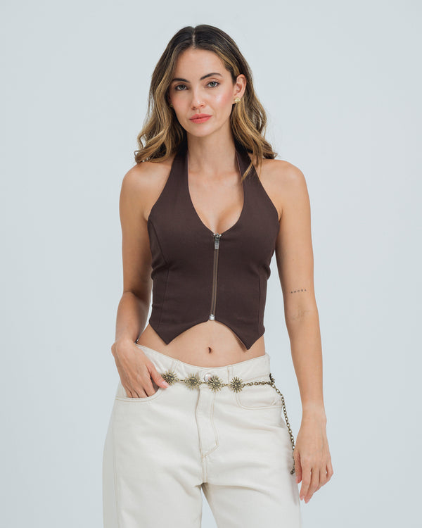 BLUSA AJUSTADA CUELLO HALTER SHEY