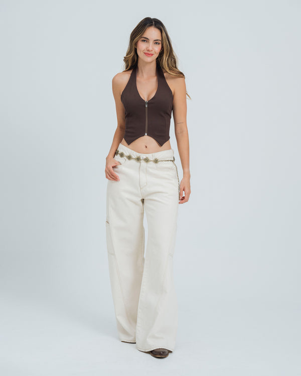 BLUSA AJUSTADA CUELLO HALTER SHEY
