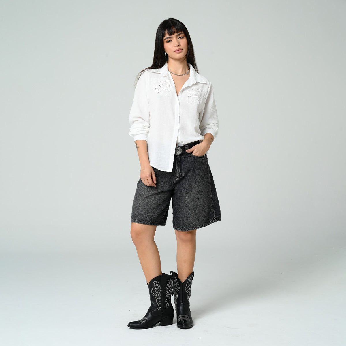 CAMISA REGULAR FIT MANGA LARGA FLOWERS