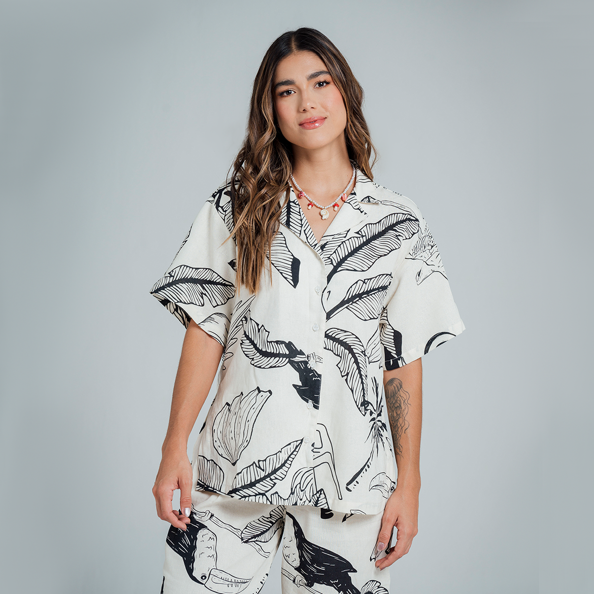 CAMISA AMPLIA LARGA MANGA CORTA TROPIK