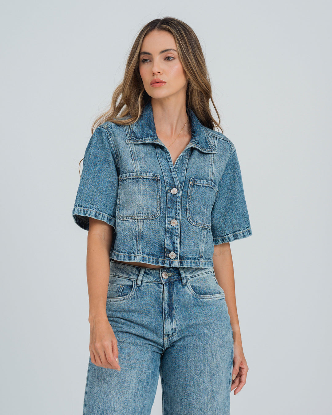 CAMISA AMPLIA MANGA CORTA RIMA