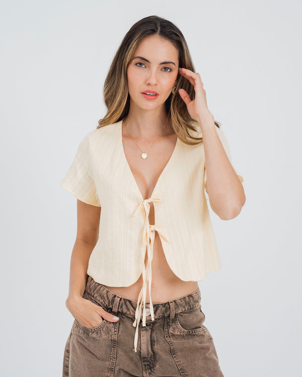 CAMISA SEMI AMPLIA MANGA CORTA MARIL