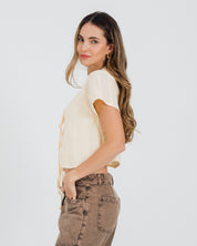 CAMISA SEMI AMPLIA MANGA CORTA MARIL