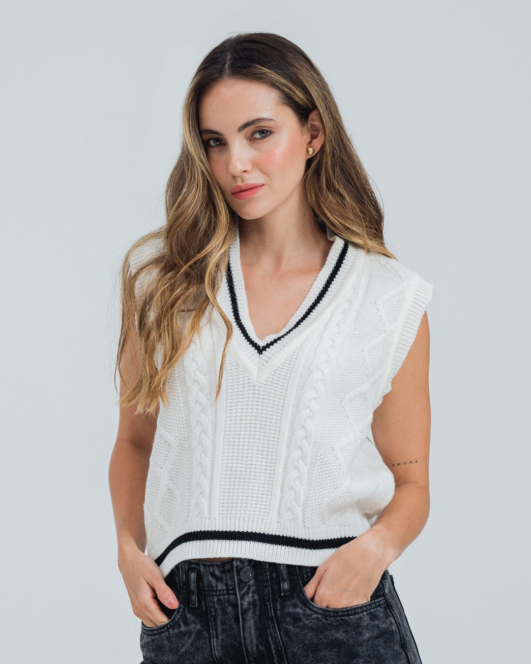 CHALECO TEJIDO CREMI