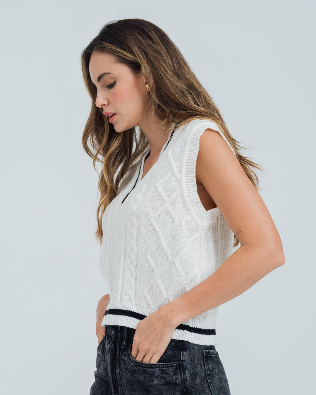 CHALECO TEJIDO CREMI