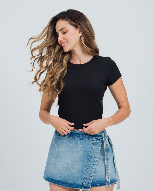 CAMISETA AJUSTADA LARGA MANGA CORTA BRAT