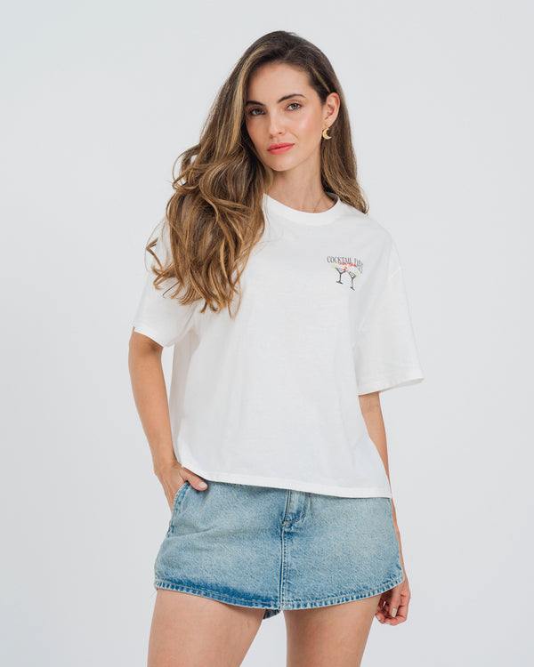 CAMISETA BOXY MANGA CORTA AZULA