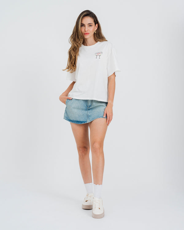 CAMISETA BOXY MANGA CORTA AZULA