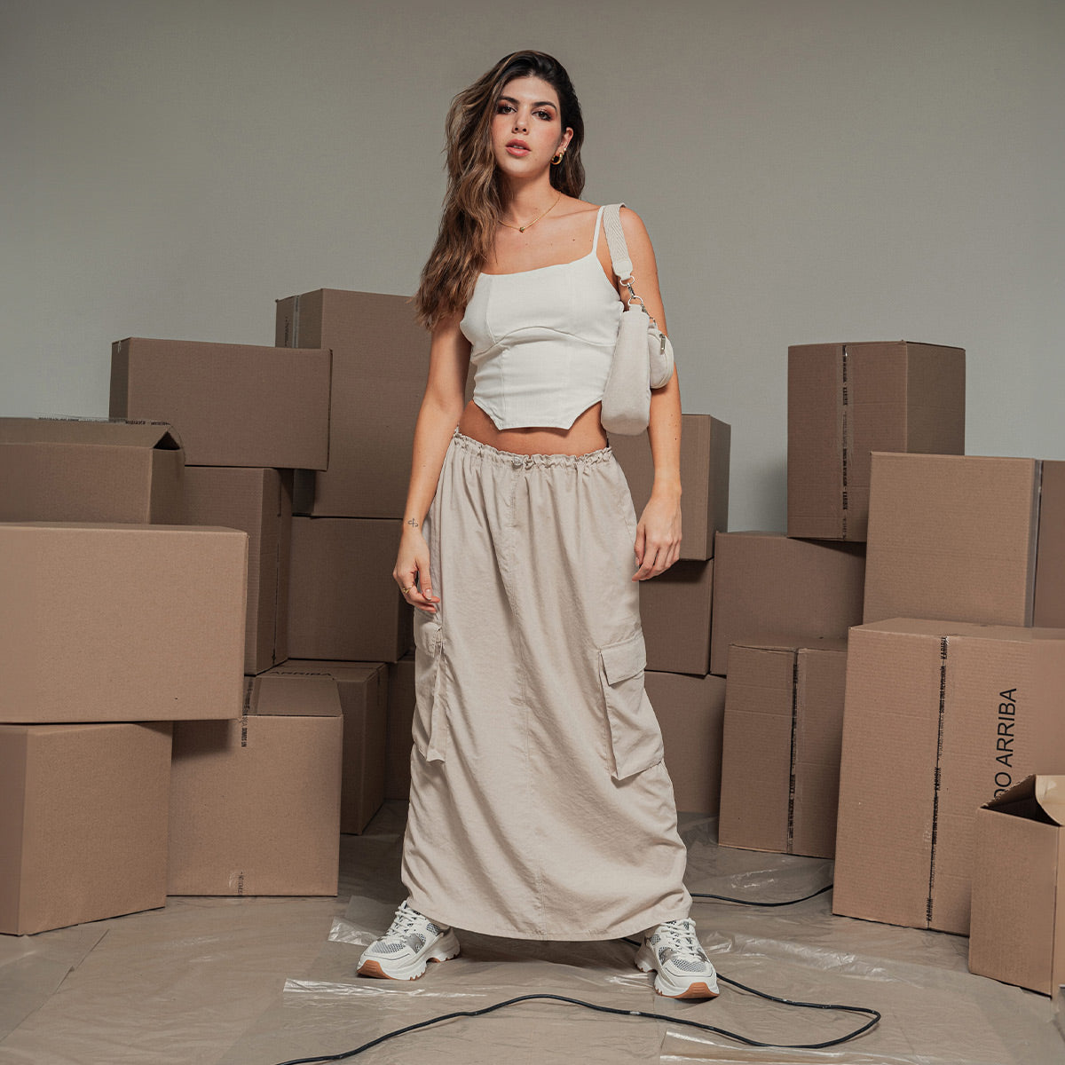 FALDA LARGA PARACHUTE TALLE MEDIO NOVE