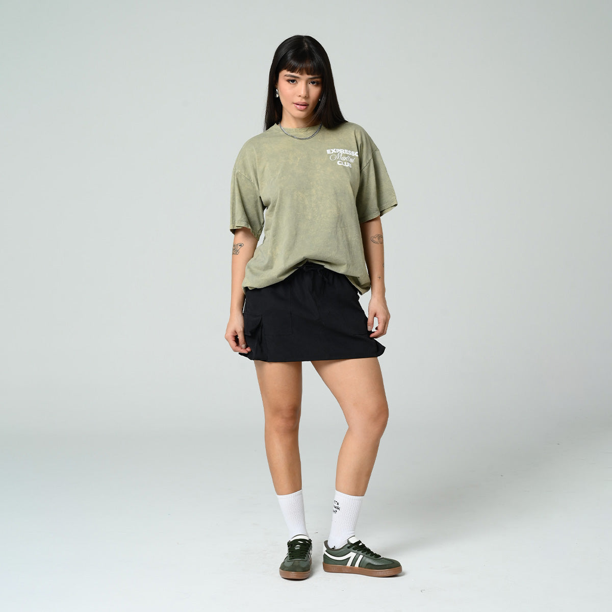 FALDA LINEA A CORTA TALLE MEDIO MEZCAL