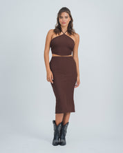 FALDA MIDI TALLE ALTO MANTUA