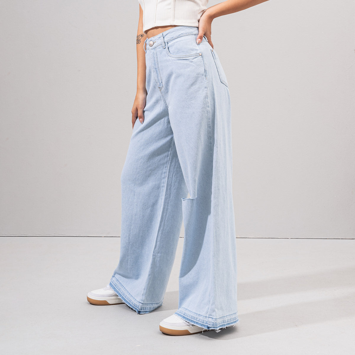 JEAN WIDE LEG TALLE ALTO CRIOLLA