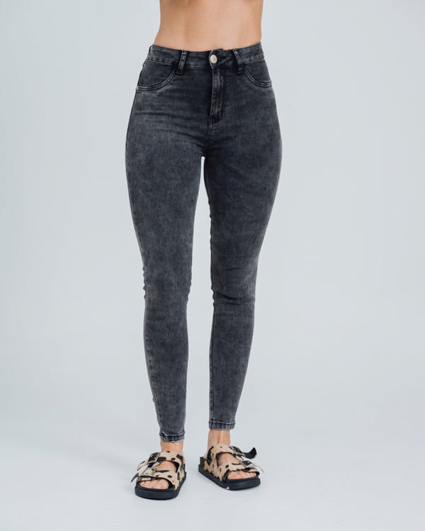 JEAN SKINNY TALLE ALTO GRIAS