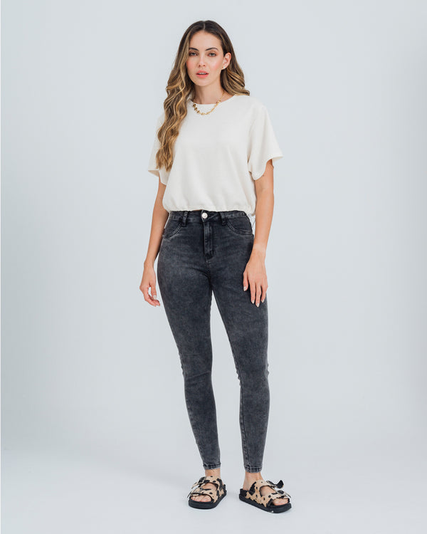 JEAN SKINNY TALLE ALTO GRIAS
