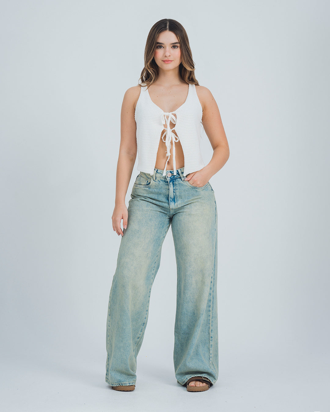 JEAN WIDE LEG TALLE ALTO GRAPE
