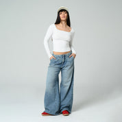 JEAN WIDE LEG TALLE ALTO COULE