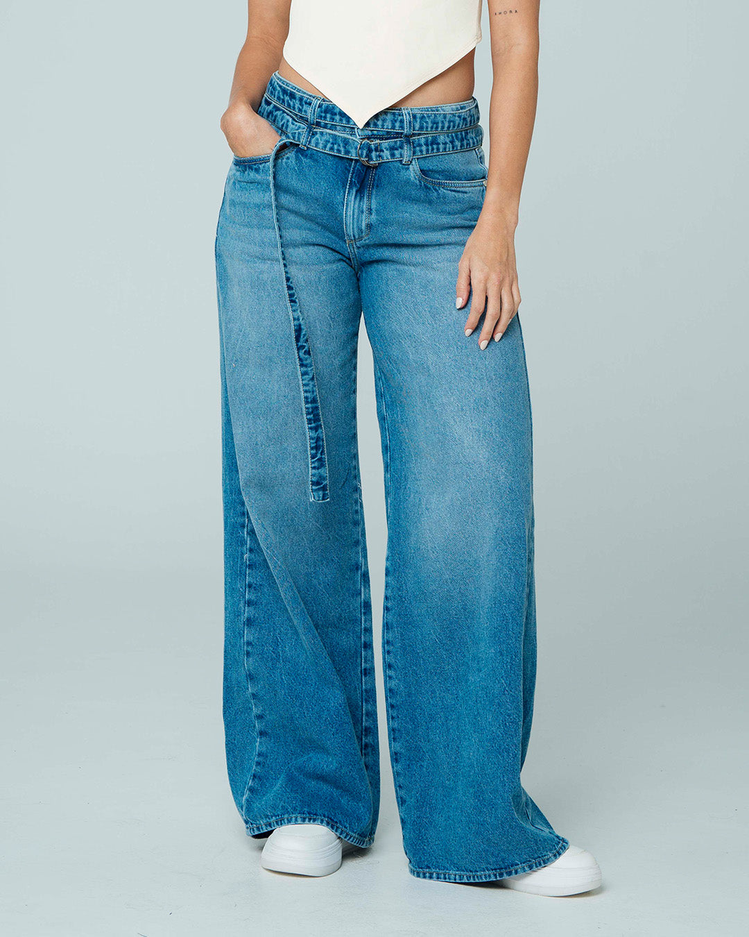 JEAN WIDE LEG TALLE ALTO BOTTI