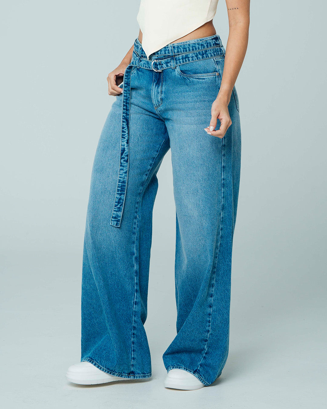 JEAN WIDE LEG TALLE ALTO BOTTI