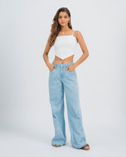 JEAN WIDE LEG TALLE ALTO FARO