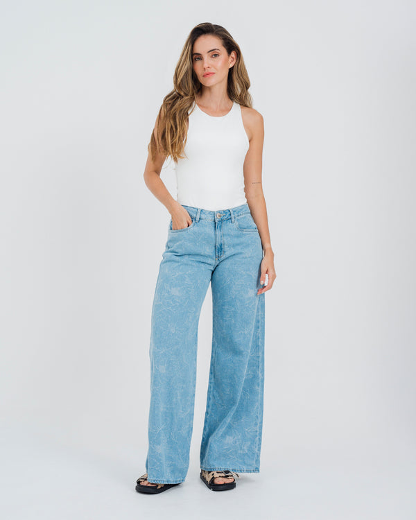 JEAN WIDE LEG TALLE ALTO FARO